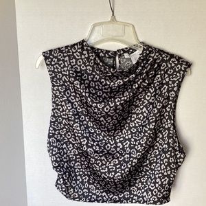 Sincerely Jules Black Silver Cheetah Print Sleeveless Crop Top